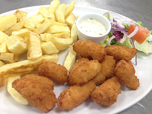 Whitby Wholetail Scampi with Chips
